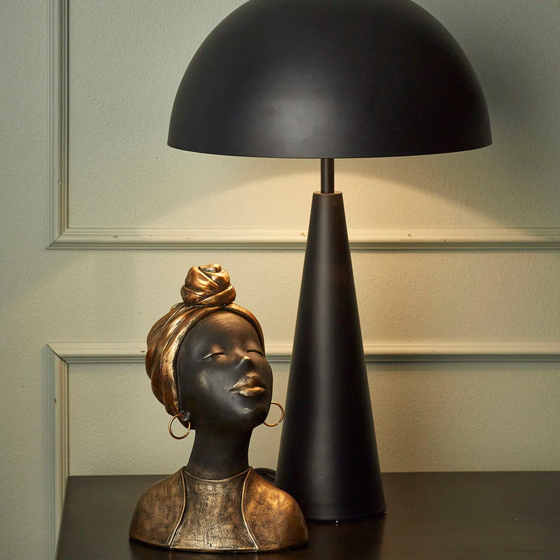 Bordlampe i mat sort metal Ø 30 x H 50 cm