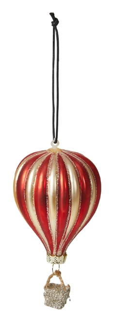 Julekugle luftballon med smal glimmer stribe