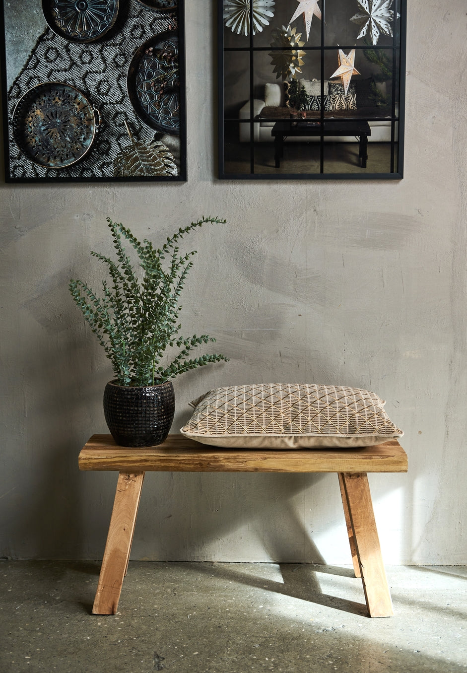 Bænk af genbrugstræ B 84 x D 29 x H 41 cm UNIKA