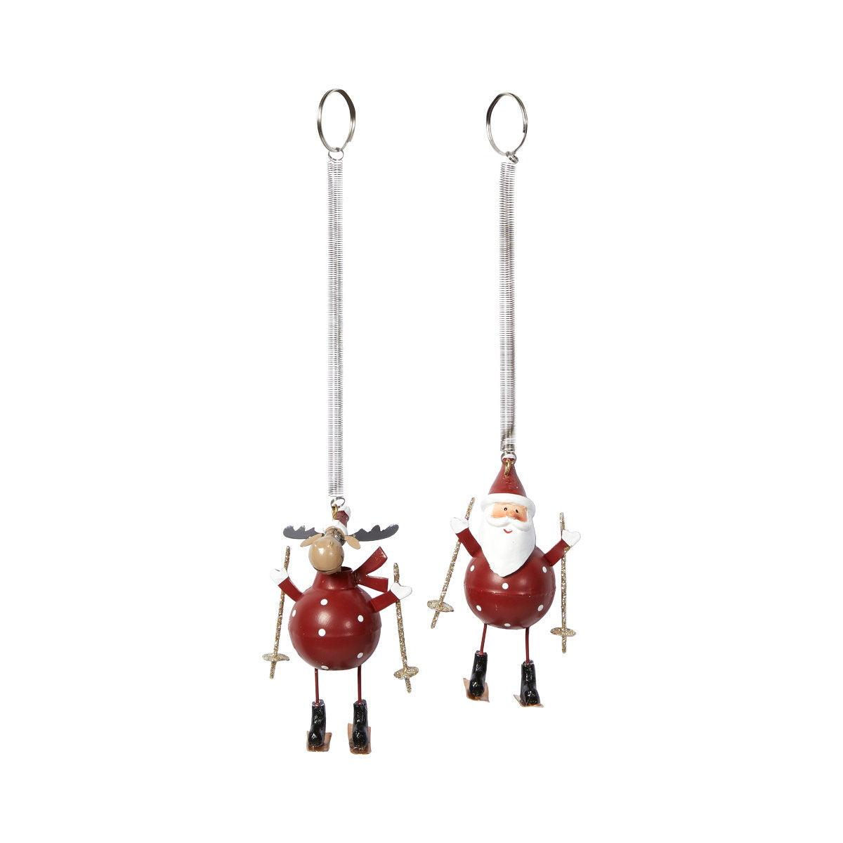 Julefigurer på ski med fjeder