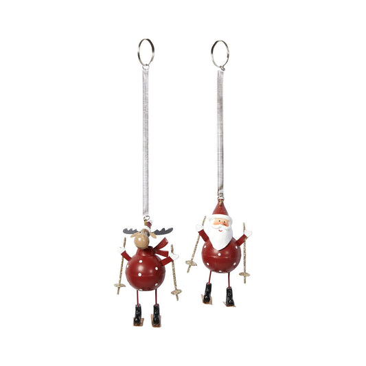 Julefigurer på ski med fjeder