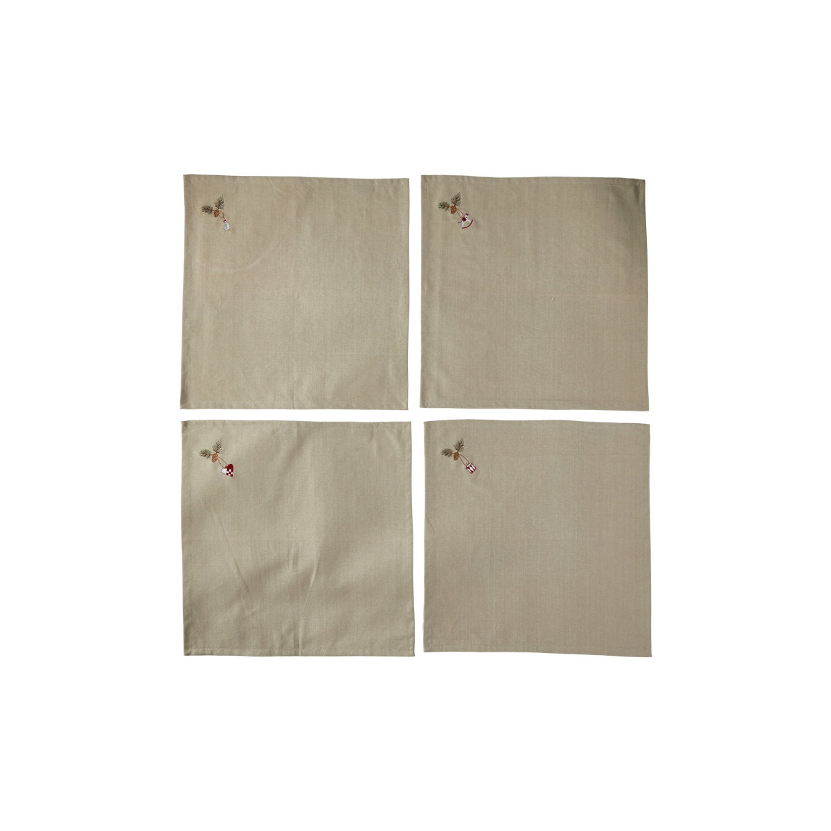 Stofservietter 4 stk. broderet med julemotiver 40 x 40 cm
