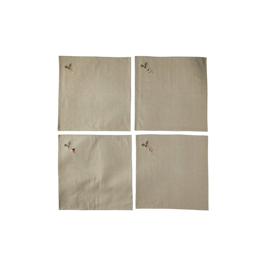 Stofservietter 4 stk. broderet med julemotiver 40 x 40 cm