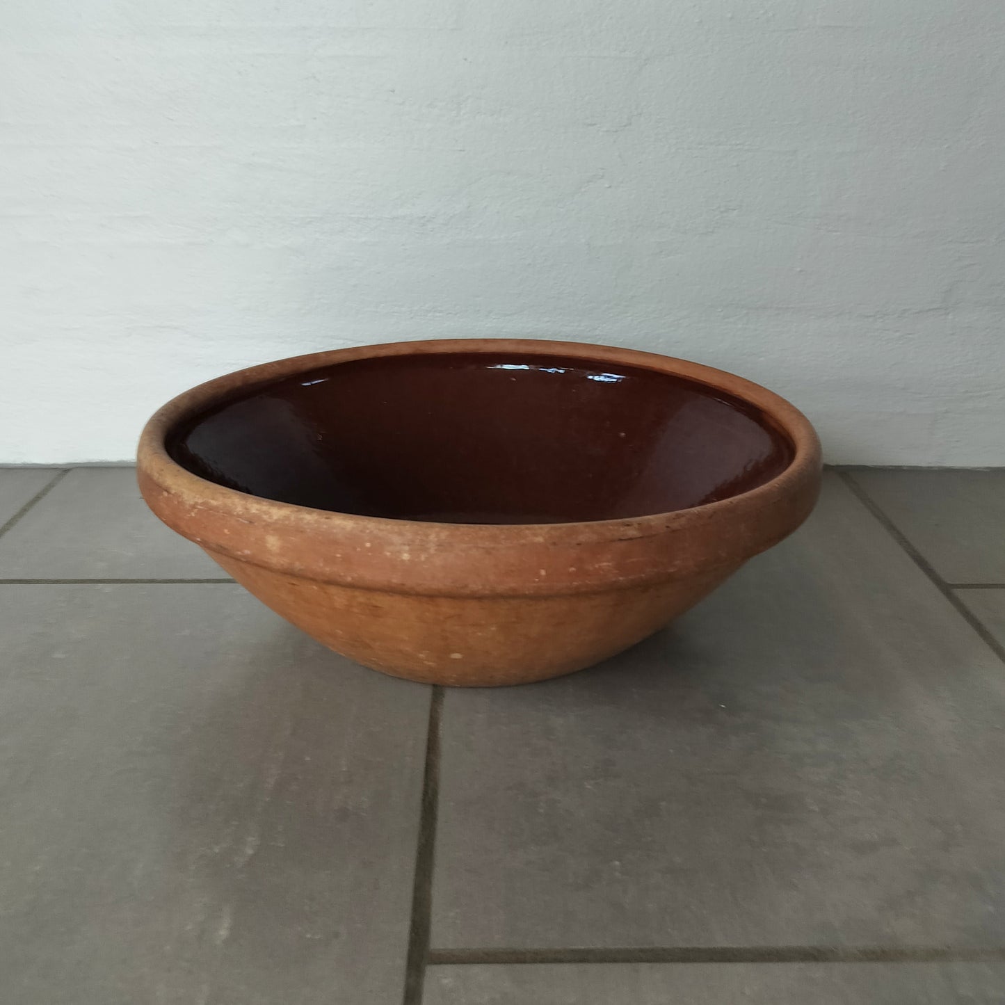 Secondhand - Lerfad stort, Ø 36,5 x H 12 cm