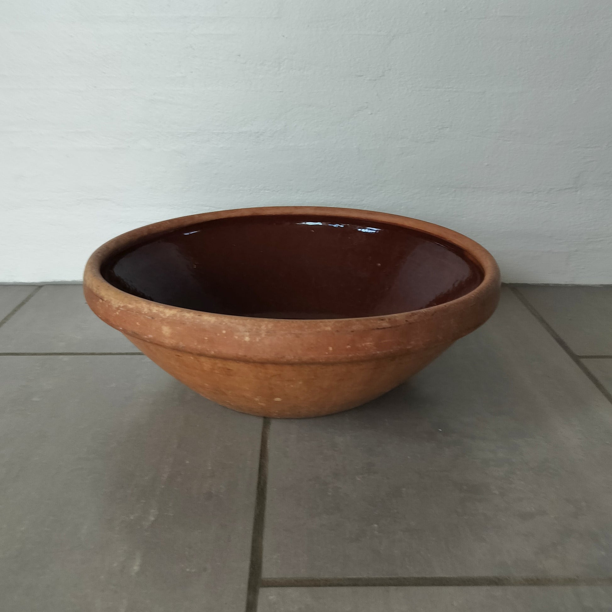 Secondhand - Lerfad stort, Ø 36,5 x H 12 cm