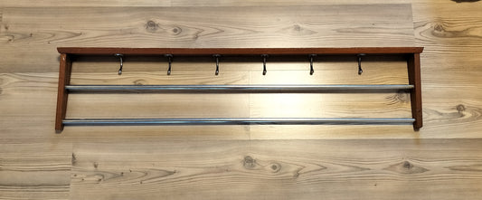 Secondhand - knagerække med hattehylde teak B 100,5 cm
