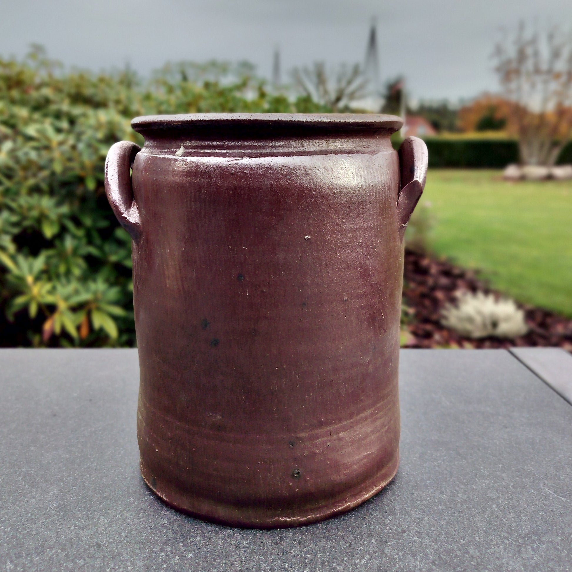 Secondhand - Gammel syltekrukke med ører, Ø 18/20 cm x H 23,5 cm "5"