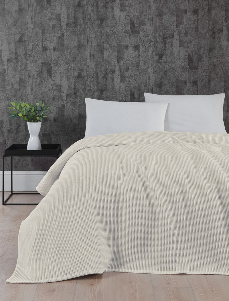 bySKAGEN Waffle sengetæppe i bomuld, off white, 240x260 cm