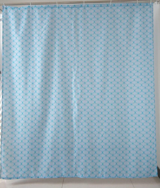 Badeforhæng med blåt geometrisk mønster 180 x 200 cm
