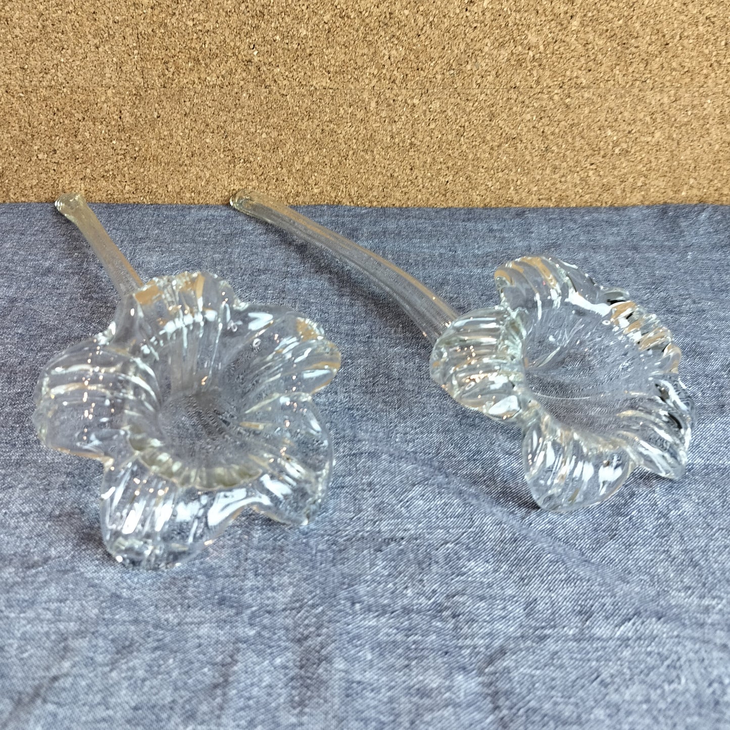 Secondhand - Blomster glasvase liggende 2 stk.