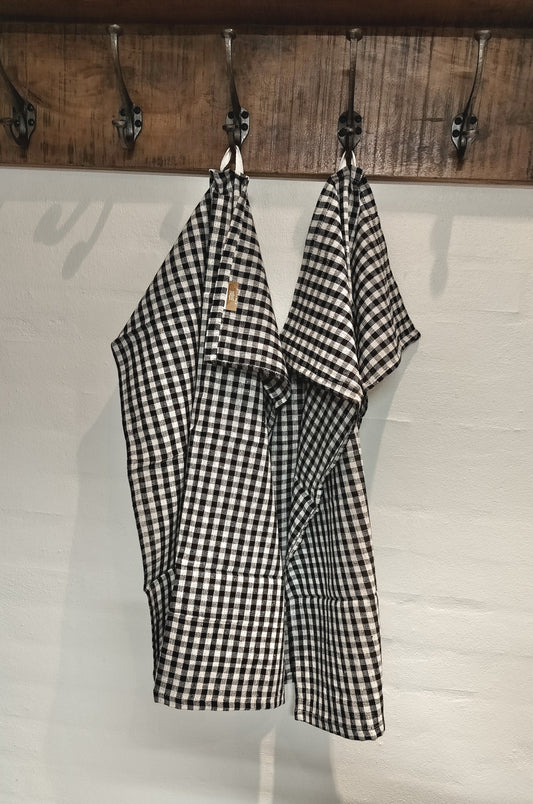 BySkagen - Viskestykker 2 stk. Gingham ternet i sort/hvid 50 x 70 cm