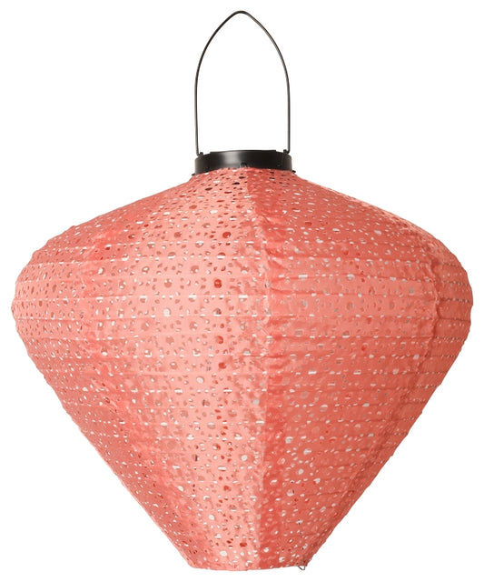Solcelle lanterne konisk formet i pink Ø 33 x H 30 cm