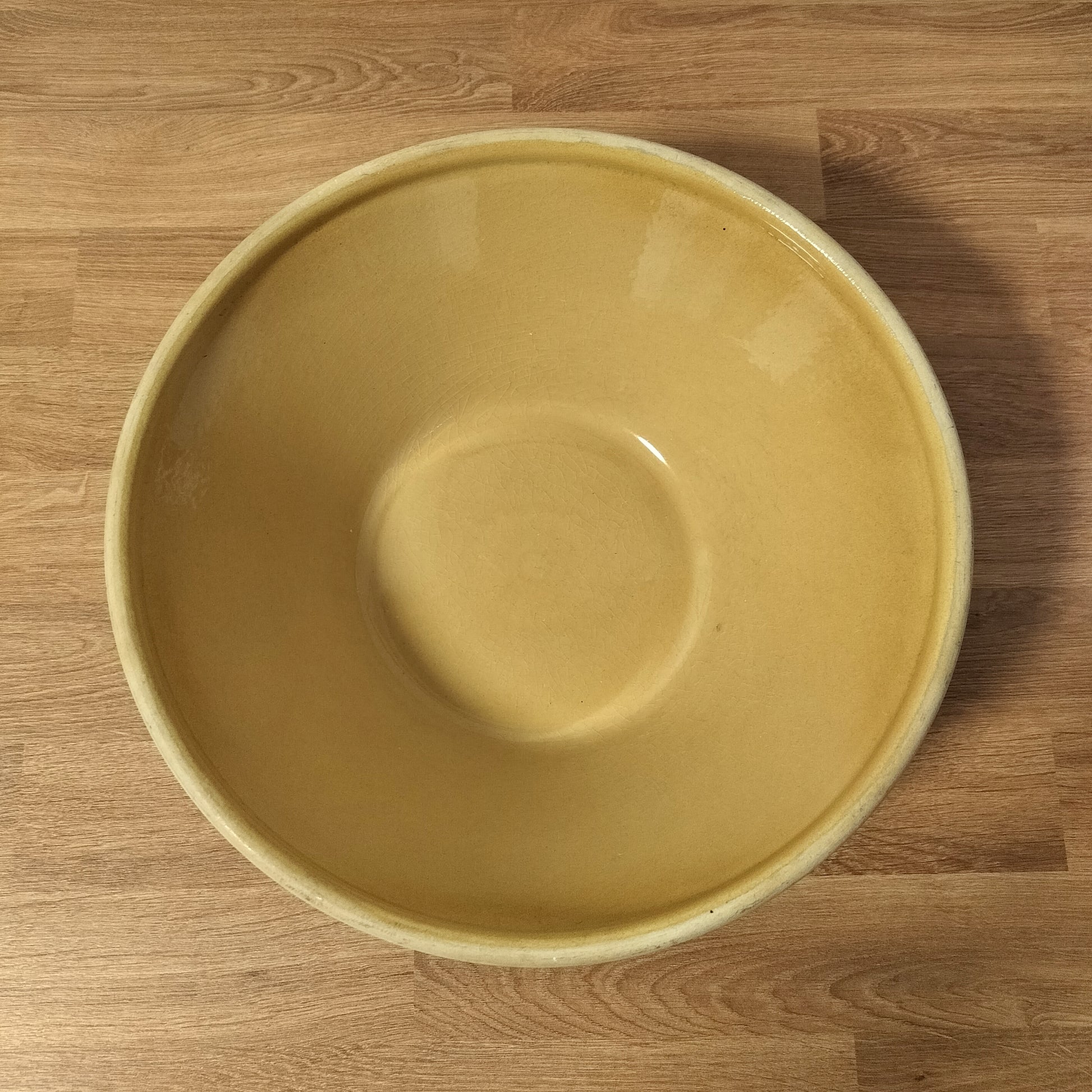 Secondhand - Lerfad gul glasur Ø 30,8 x H 11,2 cm