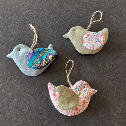 Homemade - Pynte fugle til ophæng 3 stk. UNIKA