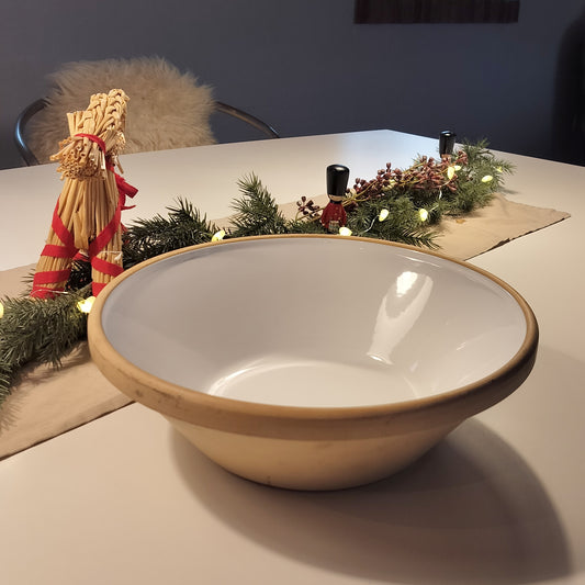 Secondhand - Lerfad hvid Ø 32,5 x H 10,5 cm