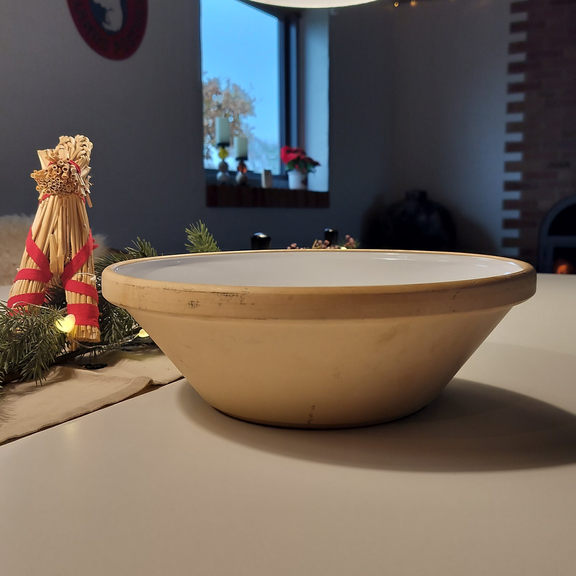 Secondhand - Lerfad hvid Ø 32,5 x H 10,5 cm