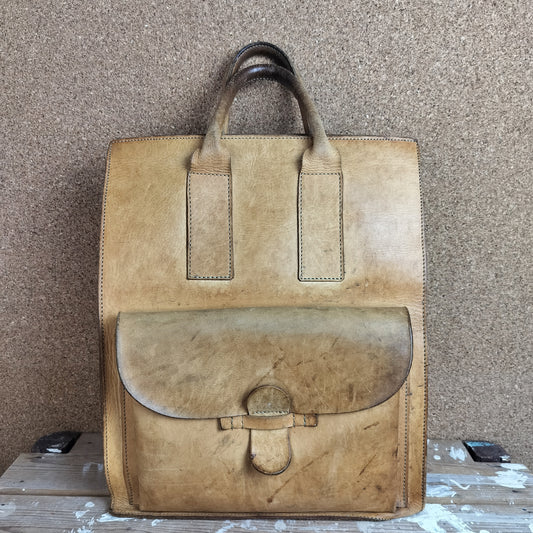 Secondhand - Shopper af kernelæder (patineret), front