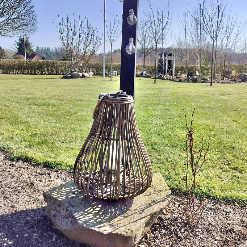 Lanterne af rattan H 50 cm (stor)