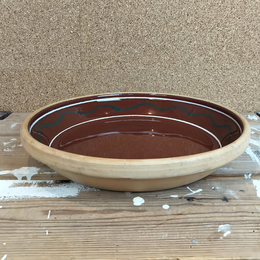 Secondhand - Lerfad med mønster Ø 29,5 cm og H 5 cm.