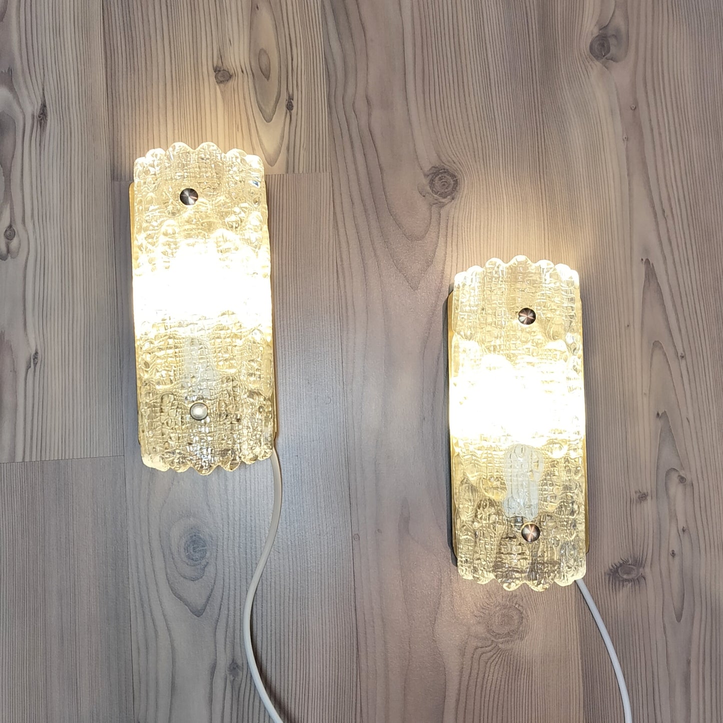 Secondhand - Lyfa/Orrefors væglamper sæt á 2 stk vist med lys i