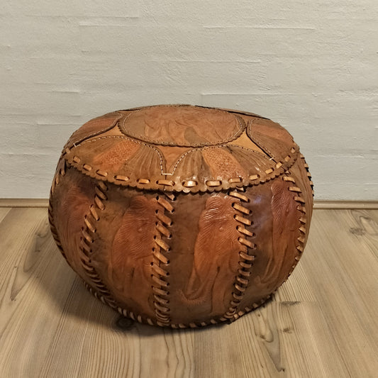 Secondhand - Marokkopude kernelæder med elefantmotiver