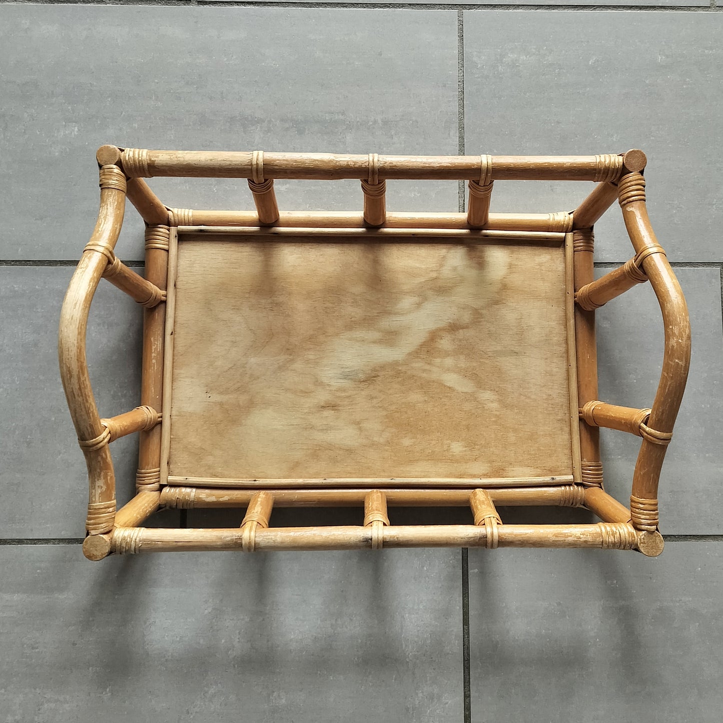 Secondhand - Vintage bambus bakke set oppefra
