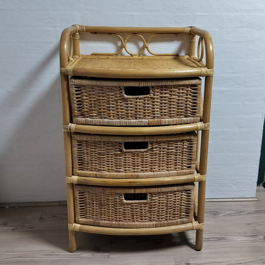 Secondhand - Bambus reol med buet front og 3 flet skuffer