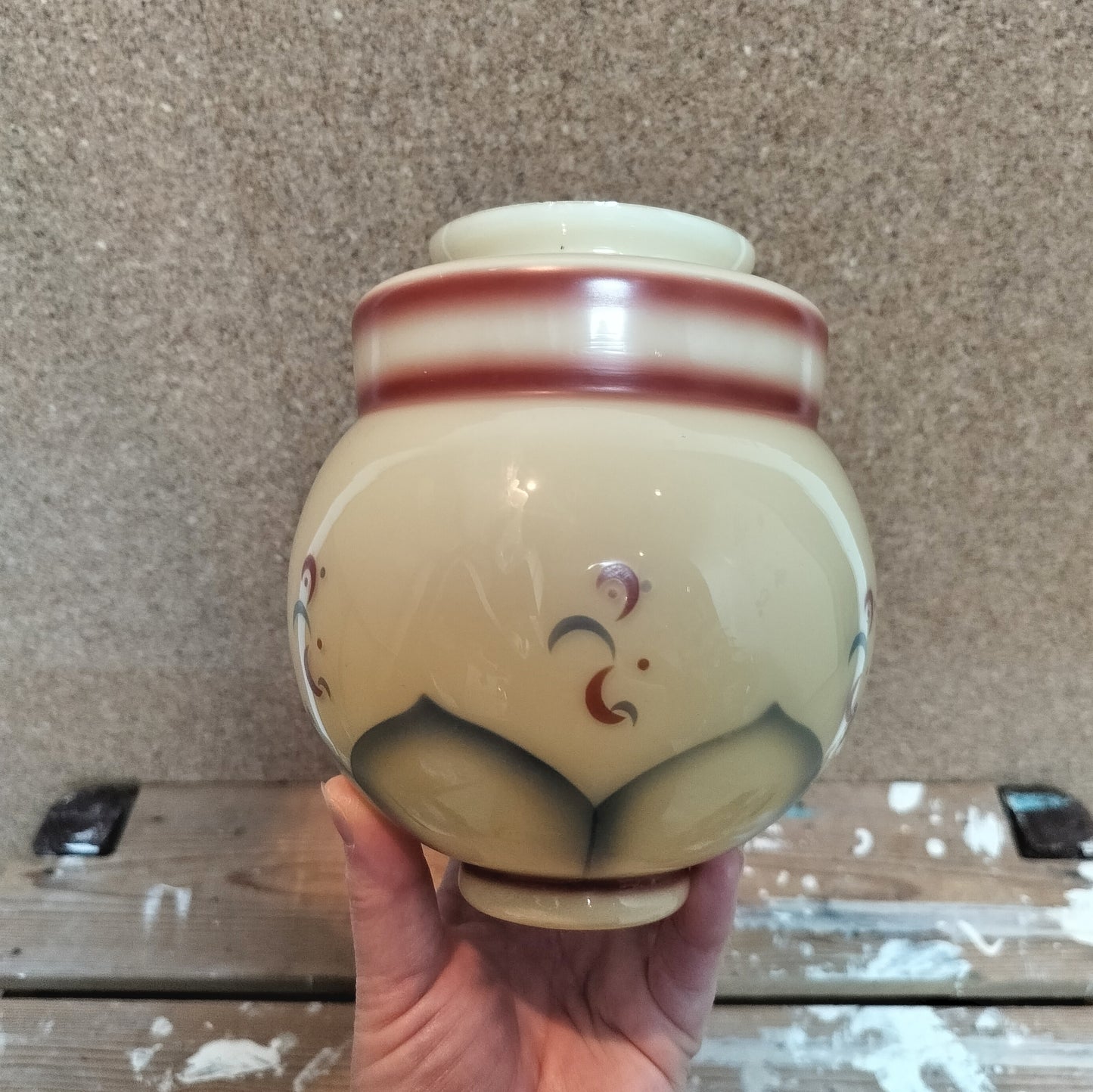 Secondhand - Gammel retro glas lampeskærm Ø 13 x H 15 cm