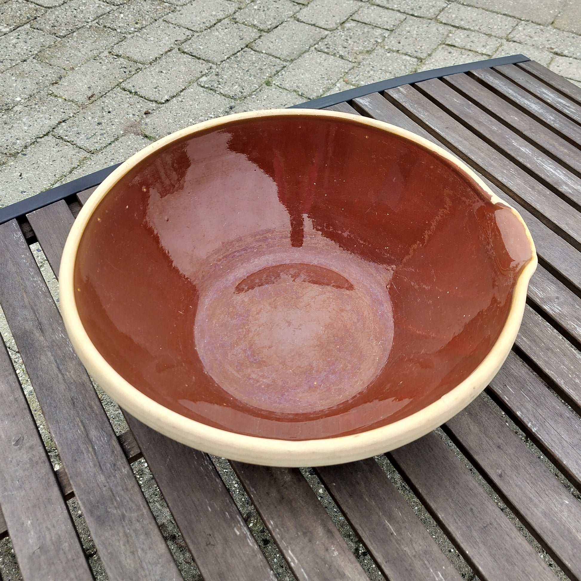 Secondhand - Stort lerfad Ø 38/39,5 x H 14 cm