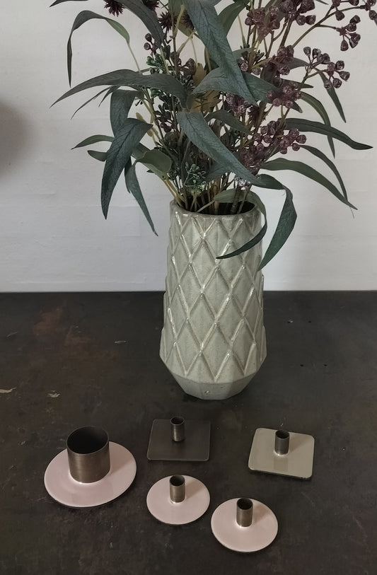 Secondhand - Lot med 5 stk. lysestager (4 til kertelys, 1 til 3,8 cm lys)