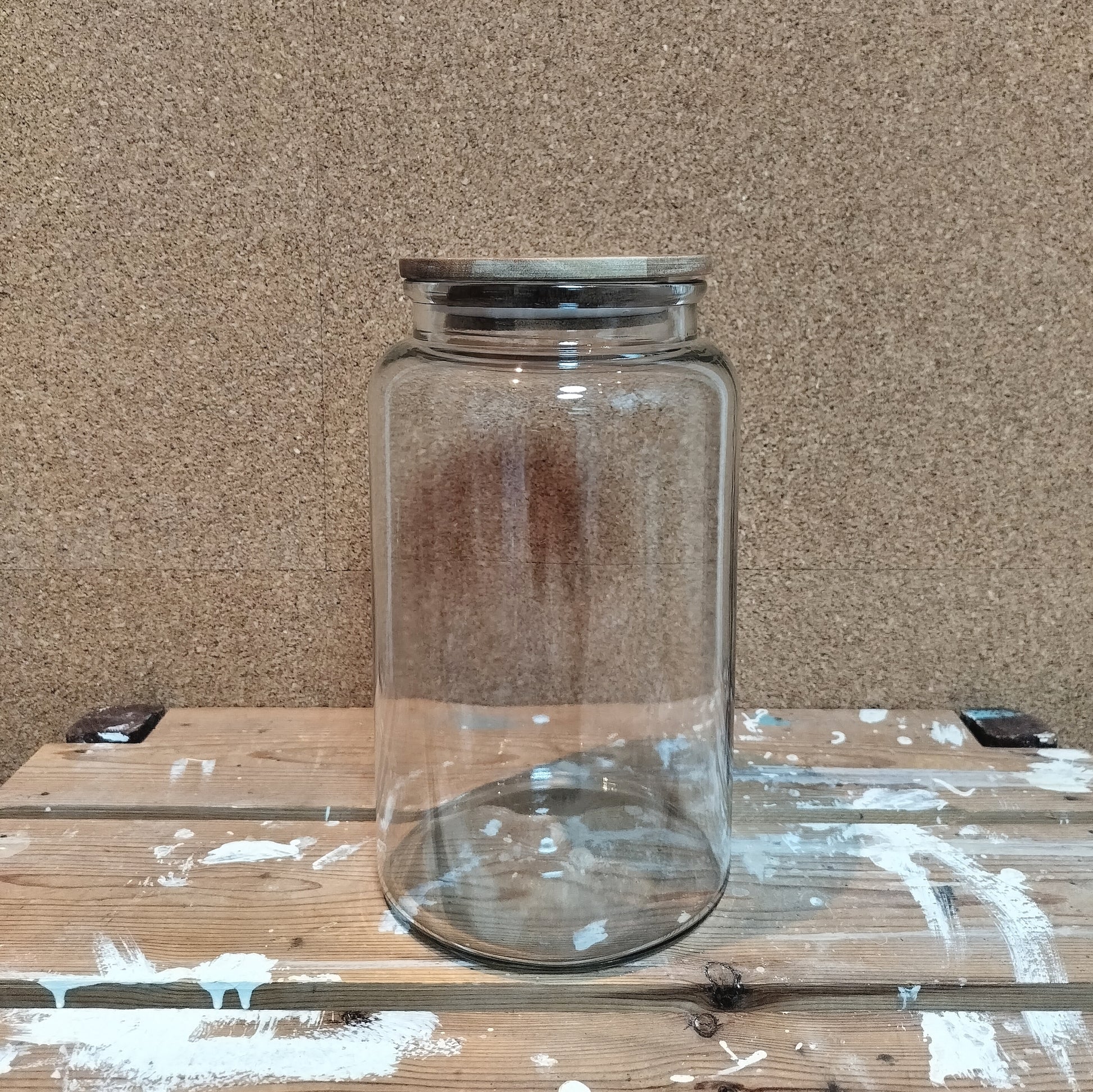 Secondhand - Stor glaskrukke med glaslåg Ø 15,5 x H 28 cm