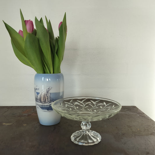Secondhand - Glas fad på fod (lille) Ø 20 x H 10 cm