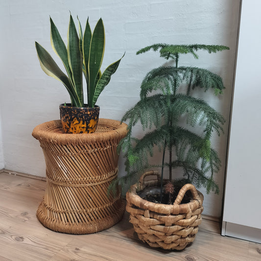 Secondhand - Retro elefantfod af bambus og flet Ø 40 x H 40 cm