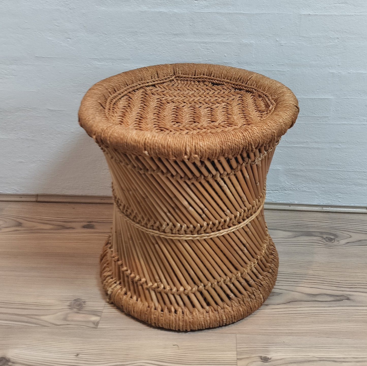 Secondhand - Retro elefantfod af bambus og flet Ø 40 x H 40 cm