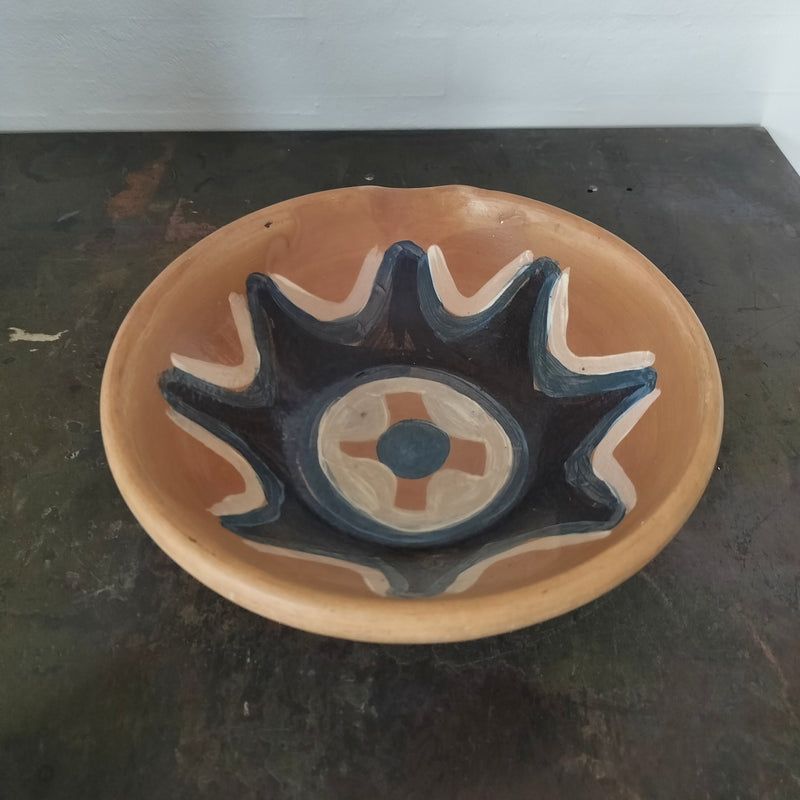 Lerfad dekoreret indvendig  Ø 27,5/28,5 x H 9 cm