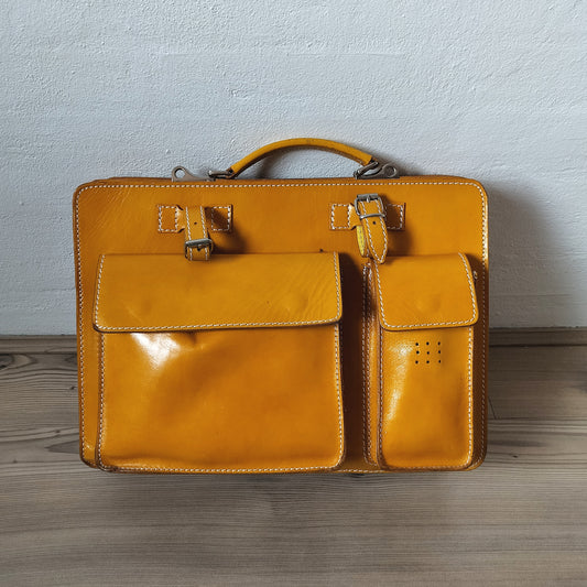 Secondhand - Lædertaske gul front