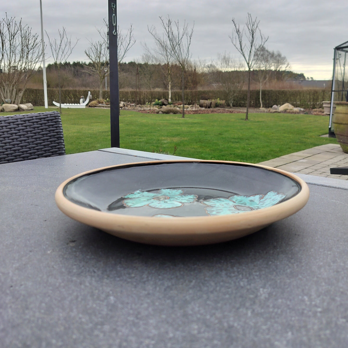 Secondhand - Lerfad med indvendig glasering Ø 30 x H 4,5 cm