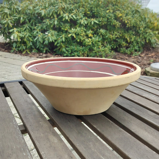 Secondhand - Lerfad med mønster indvendig Ø 27 x H 9,8 cm