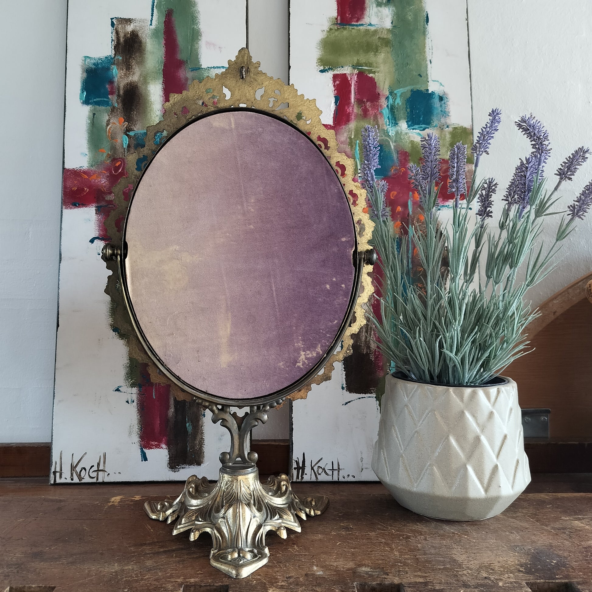 bagsiden af Secondhand - Vintage messing bordspejl