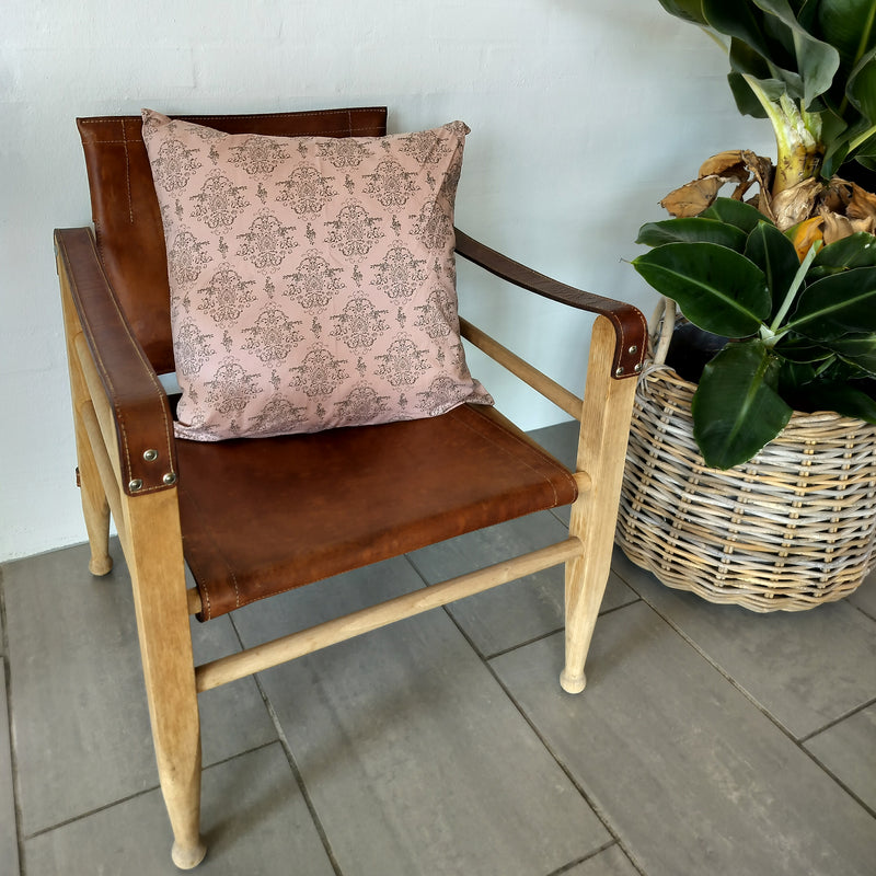 Ib Laursen - Pudebetræk Rosa med gråt mønster 50 x 50 cm