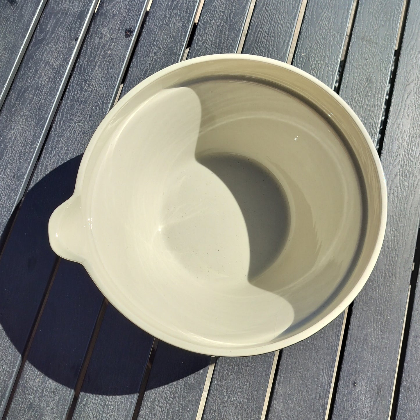 Secondhand - Lerfad med grøn kant Ø 30/32,5 x H 14,5 cm