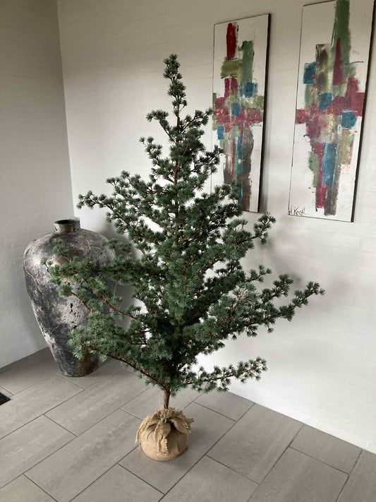Kunstigt cedertræ på jutefod 180 cm (2. sortering/udstillingsmodel)