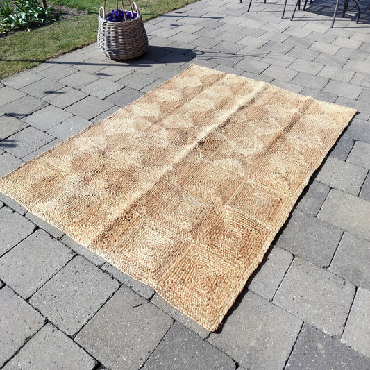 Gulvtæppe i jute 140 x 200 cm naturfarve
