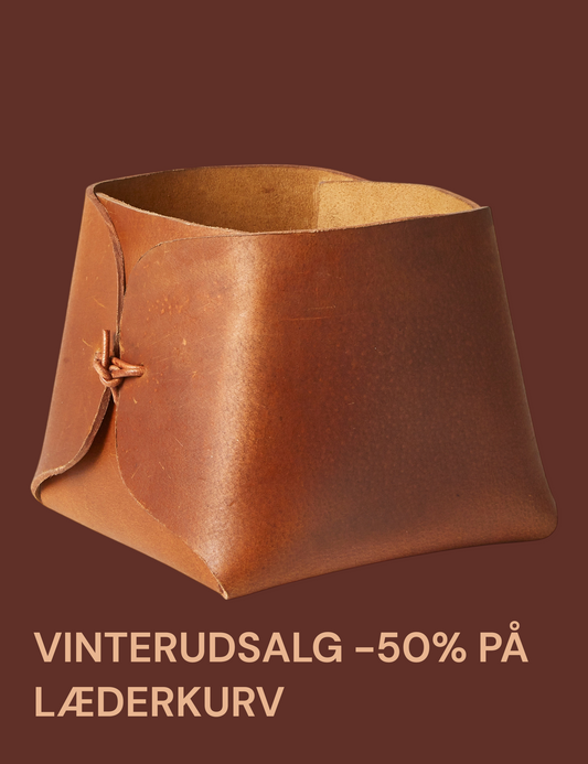 Læderkurv- bøffellæder brun  B 15 x D 15 x H 15 cm