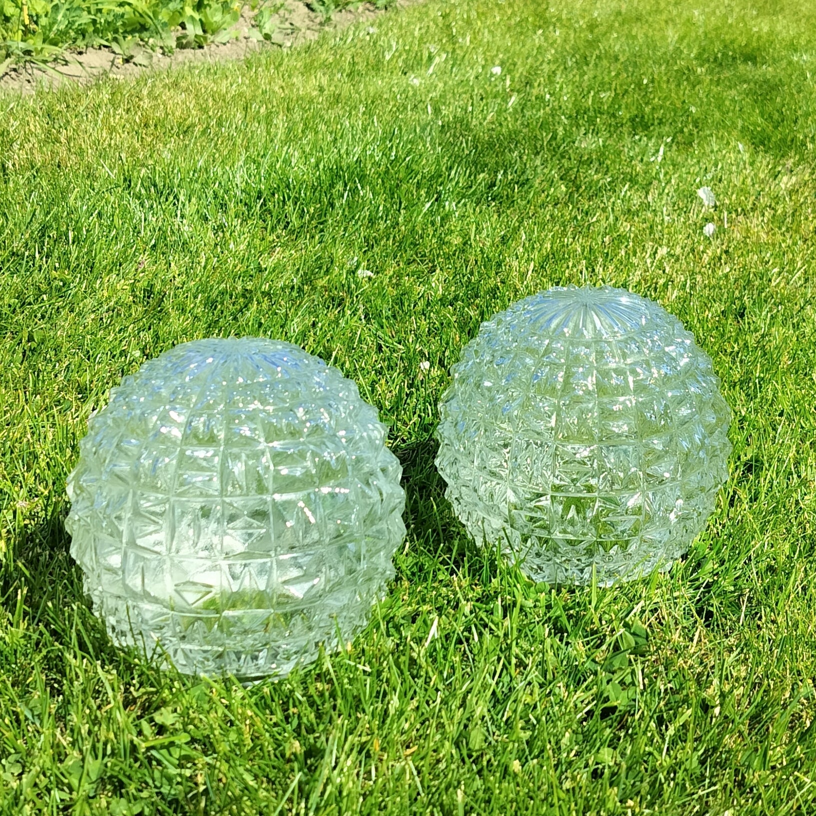 2 stk. Secondhand glas lampekuppel Ø14,5 cm – Vintage stil