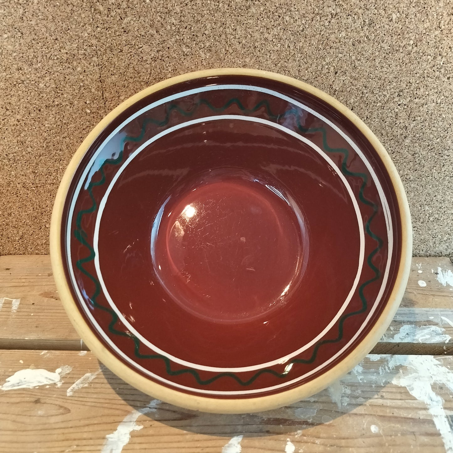 Secondhand - Lerfad med mønster indvendig Ø 27 x H 10 cm