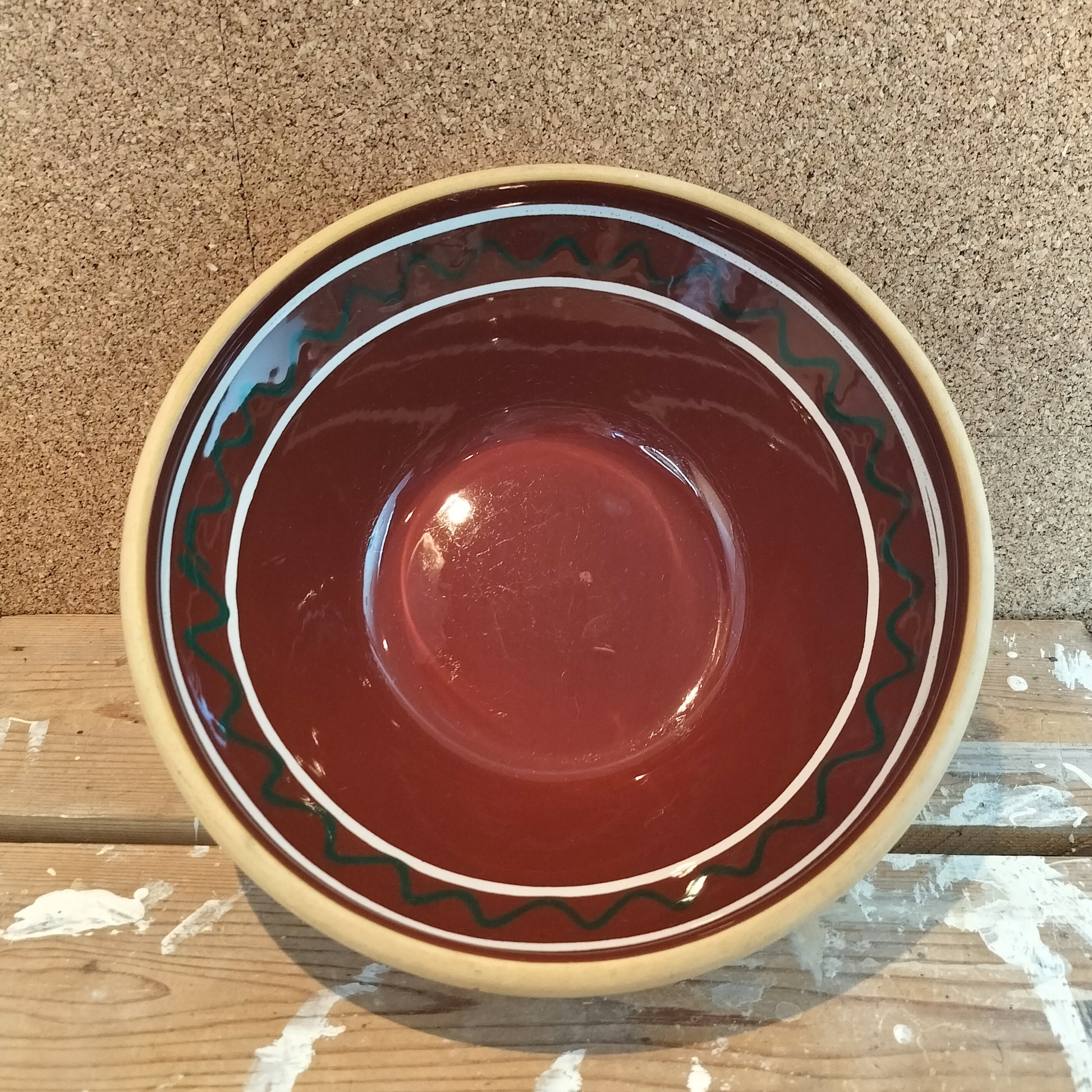 Secondhand - Lerfad med mønster indvendig Ø 27 x H 10 cm