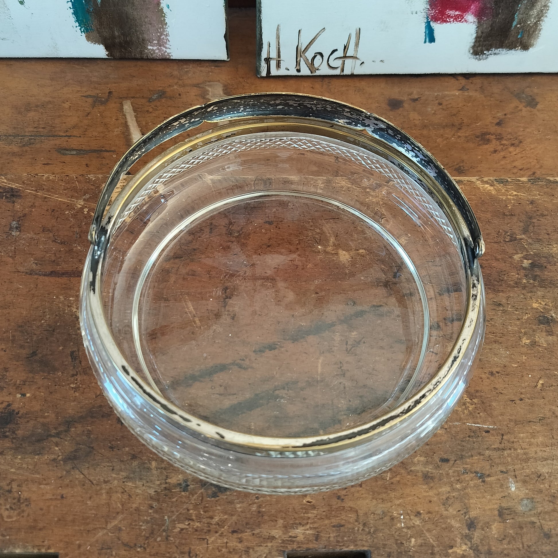 Secondhand - Glas skål med hank