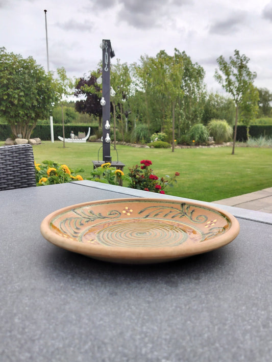 Secondhand - Lerfad med indvendig glasering Ø 25,5x H 3,3 cm