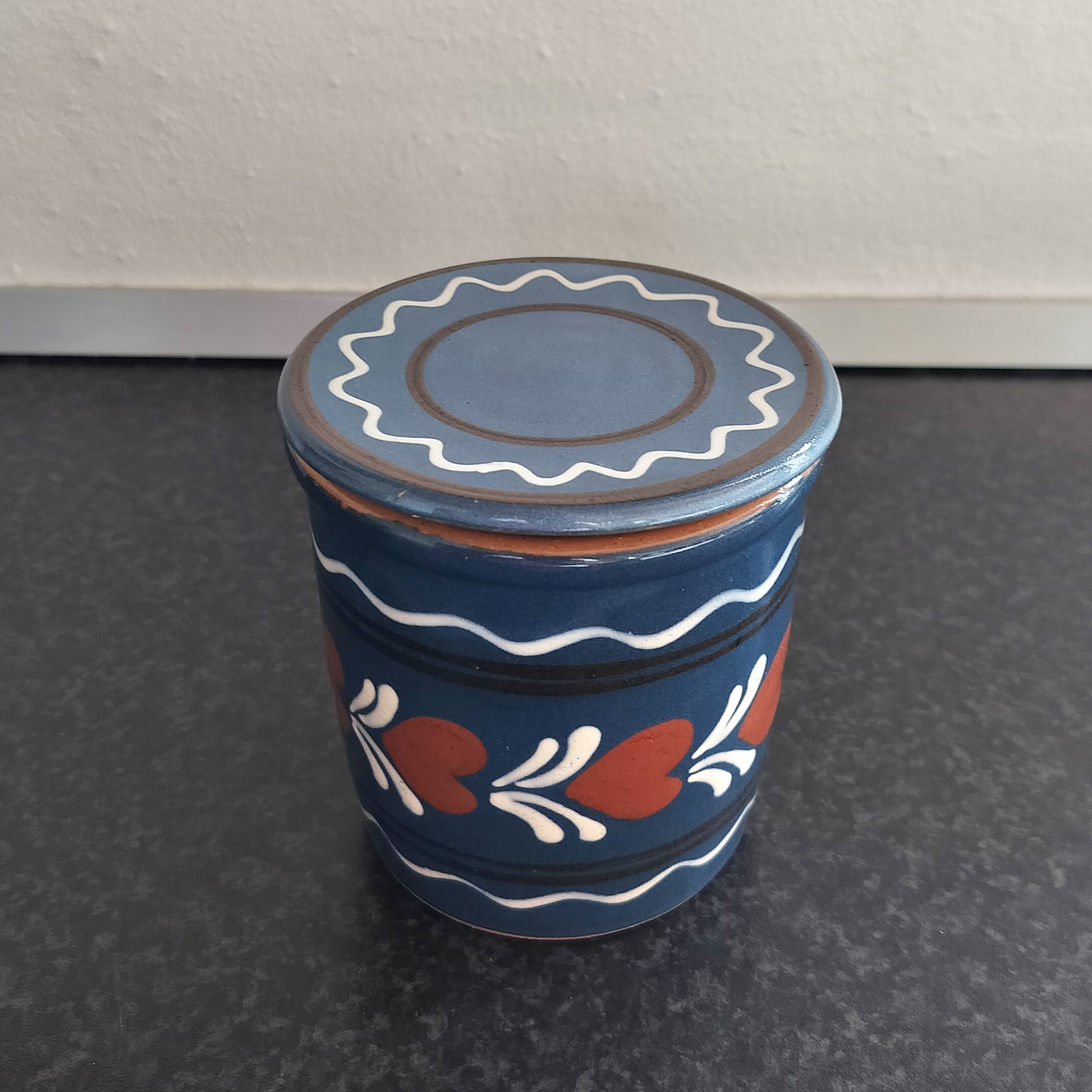 Secondhand - Lille krukke med låg fra Abbednæs potteri